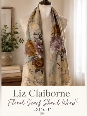 Liz Claiborne Vintage Floral Scarf Shawl Wrap – 48”